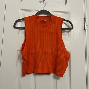 Orange Sleeveless Ribbed Top